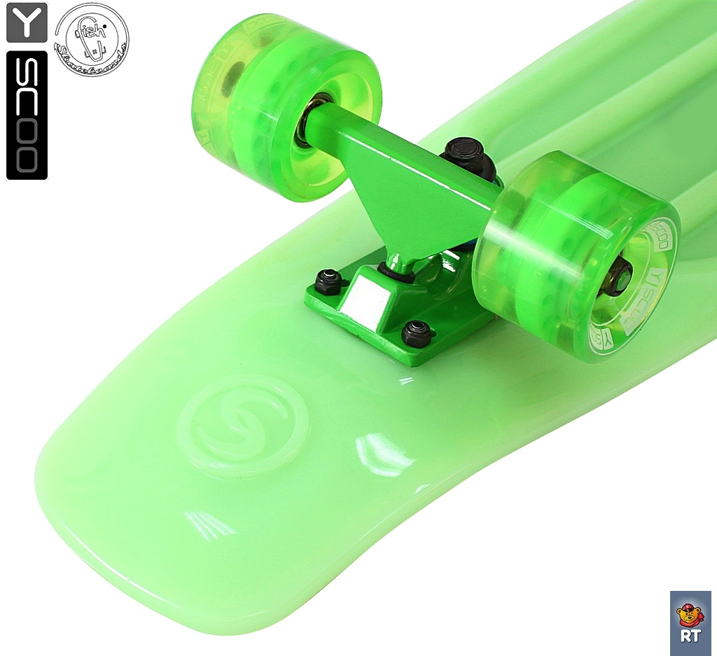 Скейтборд виниловый Y-Scoo Big Fishskateboard Glow 27" 402E-G с сумкой, зеленый  